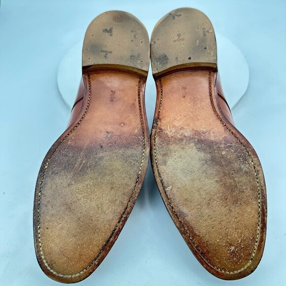 Polo Ralph Lauren Men UK 9.5D US 10D Brown Leather Cap Toe Derby England Shoe - Picture 8 of 11